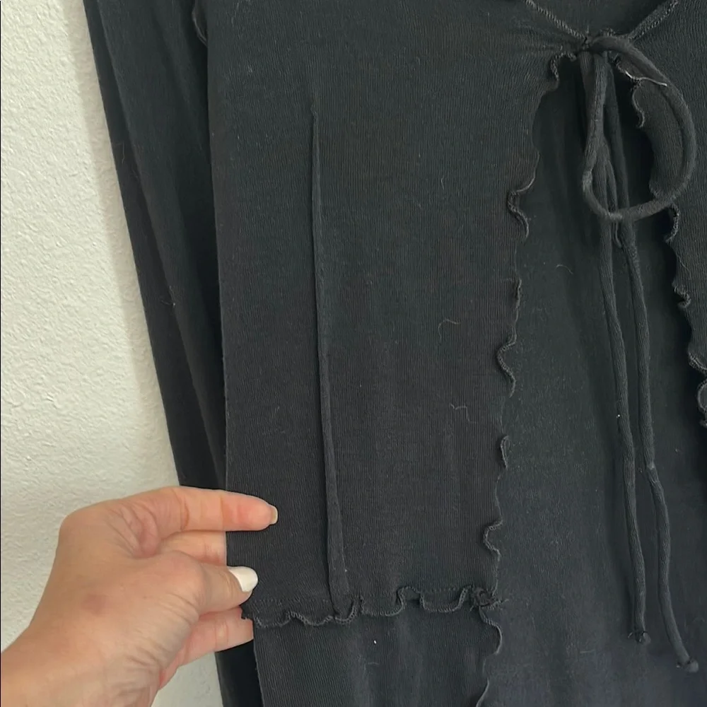 Forever 21 Black Ruffled Cardigan -tie front - Picture 4 of 6